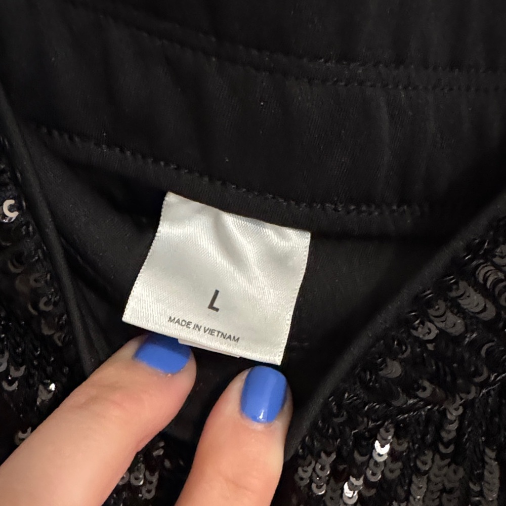 Express Black Sequin Cropped Pants - image 4